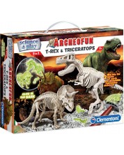 Set Clementoni Science & Play - Schelete luminoase de T-Rex si Triceratops