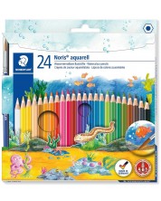 Creioane acuarela Staedtler Noris Aquarell 144 - 24 culori, cu pensula