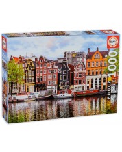 Puzzle Educa din 1000 de piese - Casele strambe din Amsterdam -1