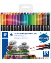 Markere permanente Staedtler Desaign Journey - 36 de culori, cu 2 varfuri