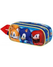 Penar școlar 3D  Karactermania Sonic - Trio, 2 fermoare -1