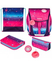 Set școlar Herlitz FiloLight Plus - Pink Stars, 4 piece -1