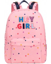 Rucsac școlar Marshmallow - Hey Girl, 2 compartimente, roz