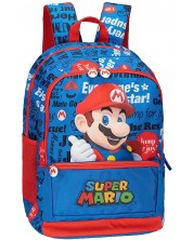 Ghiozdan școlar Panini Super Mario - Albastru, 2 compartimente