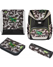 Set școlar Herlitz UltraLight Plus - Camo Dragon, 4 piese -1