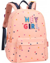 Rucsac școlar Marshmallow - Hey Girl, 2 compartimente, coral -1