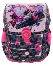 Rucsac ergonomic studențesc Kaos - Pink Love, cu capac