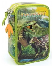 Penar școlar cu rechizite DinosArt - Dinozaurii, cu 3 fermoare -1