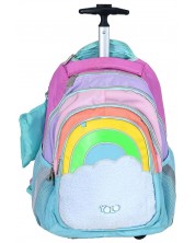 Rucsac școlar pe roți YOLO Rainbow - Cu 4 compartimente -1