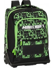 Rucsac școlar Panini Minecraft cu roți - Premium Pixels Green, 1 compartiment -1