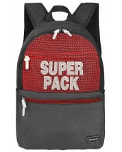 Ghiozdan școlar S. Cool Super Pack - roșu și negru, cu 1 compartiment -1
