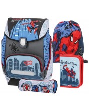 Set școlar Play Play Spider-Man - Ghiozdan, două penare și sac de sport