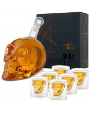Set de whisky Oak & Steel - Craniu, carafă cu 6 pahare de shot -1