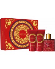 Versace Set Eros Flame - Apă de parfum, Душ гел и Balsam după bărbierit, 3 x 50 ml