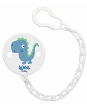 Lanț pentru suzetă Wee Baby - Dinozaur albastru cu model