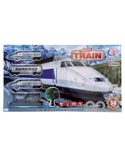 Tren cu baterii Raya Toys - Tren pe șine, 38 piese