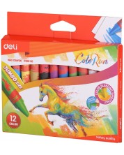 Creioane cu ceara Deli Colorun - Jumbo, EC20900, 12 culori -1