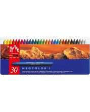 Creioane de ceară Caran d'Ache Neocolor I - 30 de culori, cutie metalică