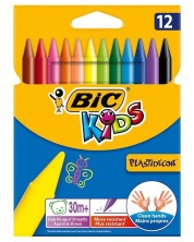 Creioane de ceara BIC Kids - Plastidecor, 12 culori