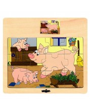 Puzzle Woody - Animale domestice - Purcei -1