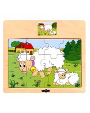 Puzzle Woody - Animale domestice - Oaie și Miel -1