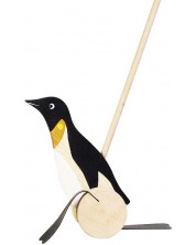 Jucarie din lemn de impins Goki - Pinguin  -1