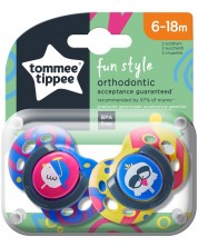 Suzete Tommee Tippee - Fun Style, 6-18 luni, pui, 2 buc