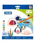 Set creioane colorate Milan - Triunghiulare, 24 culori - 1t