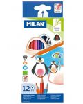 Set creioane  colorate Milan - Triunghiulare, 12 culori - 1t