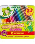 Set de creioane colorate Jolly Kinderfest Classic - 24 de culori, cutie metalica - 1t