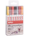 Set markere permanente  APLI - 14 culori metalice, Extra Fine - 1t