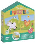 Joc pentru copii APLI - Primul meu puzzle, cu 5 animale domestice si stickere - 1t