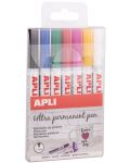 Set markere permanente APLI - 7 culori, Extra Fine - 1t
