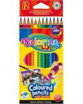 Creioane acuarele colorate - Set de 12 culori cu pensula - 1t