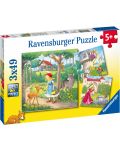 Puzzle Ravensburger de 3 x 49 piese -  Rapunzel, Scufita Rosie, Printul fermecat - 1t