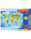 Puzzle  Castorland de 40 XXL piese - Harta lumii - 1t
