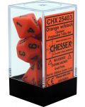 Set zaruri Chessex Opaque Poly 7 - Orange & Black (7 bucati) - 1t