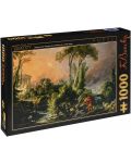 Puzzle D-Toys de 1000 piese - Peisaj fluvial cu templu antic, Francois Boucher - 1t
