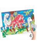 Puzzle de colorat Educa 50 de piese - Dinozauri, cu 8 carioci - 2t