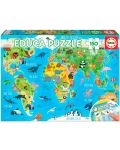 Puzzle Educa de 150 piese - Animals World Map - 1t