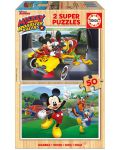 Puzzle Educa din 2 x 50 piese - Mickey and the Roadster Racers - 1t