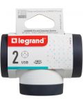 Adaptor Legrand - 694522, 2 prize, în formă de T, USB A+C, rotativ - 4t