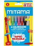 Creioane acuarela Mitama - Soft Maxi, lavabile, 6 culori - 1t