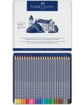 Creioane acuarelabile Faber-Castell Goldfaber Aqua - 24 culori, în cutie metalică - 2t