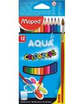 Creioane acuarele Maped Color Peps - 12 culori, cu cadou pensula - 1t