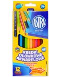 Creioane colorate acuarela Astra - 12 culori - 1t