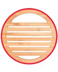 Suport din bambus pentru vase Pebbly - Ø 24 cm, cu margine roșie - 2t