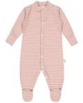 Salopetă cu dungi Bio Baby - 68 cm, 4-6 luni, roz - 1t