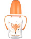 Biberon cu mânere Canpol - Cute Animals, 120 ml, portocaliu - 1t