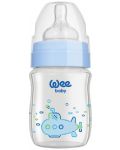 Biberon din sticlă termorezistentă Wee Baby Classic Plus, 120 ml, albastru - 1t